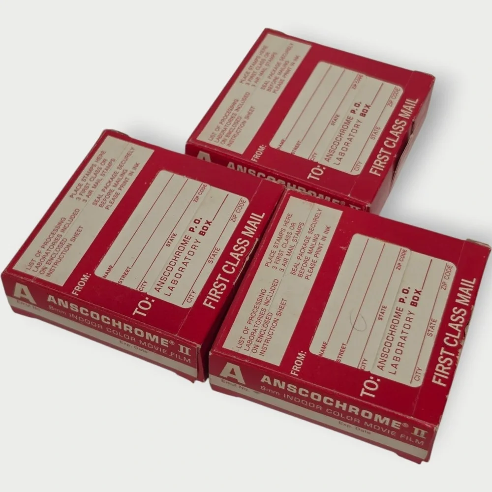 NEW Anscochrome II 8mm Indoor Color Movie Film ASA 40 17 DIN - LOT OF 3 SEALED